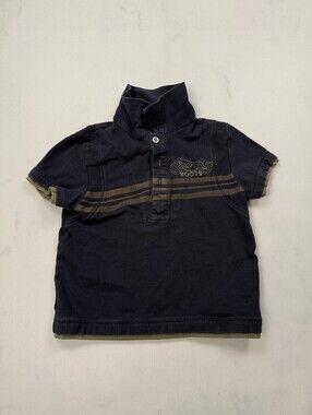 Roots 73 Polo Shirt Black 2000s Classic Sizing - Boys 3T